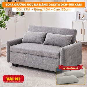 [Màu Xám Đậm-Vải Nỉ] Sofa Giường Ngủ Đa Năng DAKTIA DKH-100-Xám Trắng- Tải Trọng 500KG