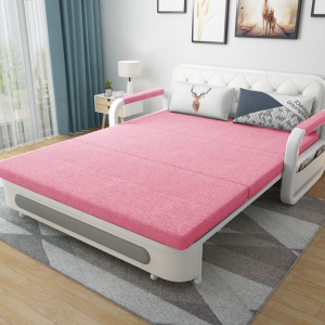 [ Nệm Cao Su Non - Giá Rẻ] Sofa Giường DAKITA DKB-912C - Hồng. Có Hộc Tủ Vải