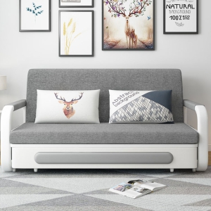 [ Nệm Cao Su Non - Giá Rẻ] Sofa Giường DAKITA DKB-912C - Xám Có Hộc Tủ Vải