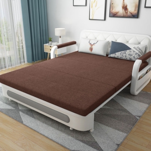 [ Nệm Cao Su Non - Giá Rẻ] Sofa Giường DAKITA DKB-912C - Nâu Có Hộc Tủ Vải