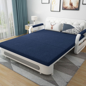 [ Nệm Cao Su Non - Giá Rẻ] Sofa Giường DAKITA DKB-912C - Xanh Đậm Có Hộc Tủ Vải