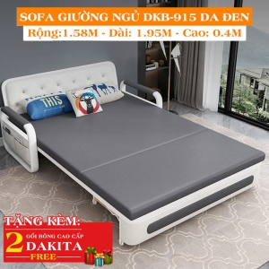 Ghế Sofa Giường DAKITA DKB-915-Da Đen Có hộc tủ - Giường Ngủ Thông Minh Gấp Thành Sofa [ Vải thoáng mát]