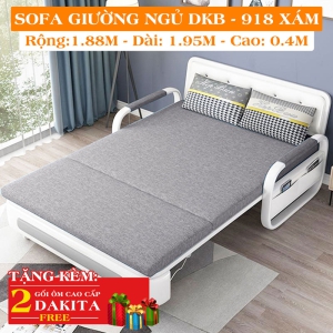 Ghế Sofa Giường DAKITA DKB-918-Xám Có hộc tủ - Giường Ngủ Thông Minh Gấp Thành Sofa [ Vải thoáng mát]
