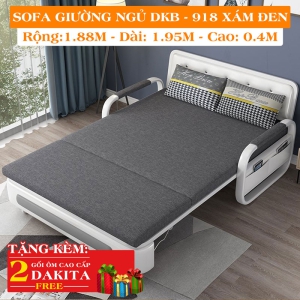 Ghế Sofa Giường DAKITA DKB-918-Xám Đen Có hộc tủ - Giường Ngủ Thông Minh Gấp Thành Sofa [ Vải thoáng mát]