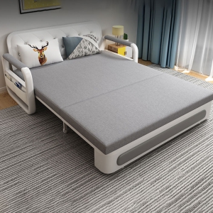 [ Nệm Cao Su Non - Giá Rẻ] Sofa Giường DAKITA DKB-918C - Xám Có Hộc Tủ Vải