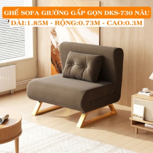 Ghế Sofa Giường Đa Năng DAKITA DKS-730 Nâu. [Chất Liệu Vải Nhung - Khung Thép Chịu Tải 400kg]