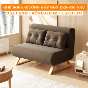 Ghế Sofa Giường Đa Năng DAKITA DKS-930 Nâu. [Chất Liệu Vải Nhung - Khung Thép Chịu Tải 400kg]