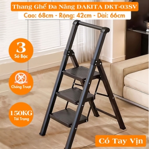 [3 BẬC - TAY VỊN AN TOÀN] Thang Ghế Đa Năng DAKITA DKT-03SV – Chữ A 0.84m 