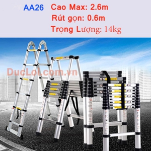 Thang nhôm rút đôi chữ A AA26 Cao Max 2.6m