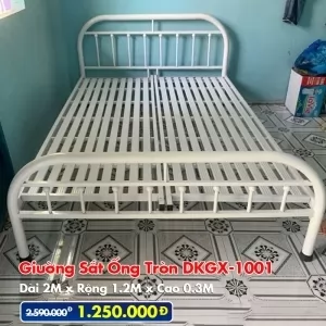 [Rộng 1.2m] Giường Sắt Ống Tròn DAKITA DKGX-1001 Trắng Kem