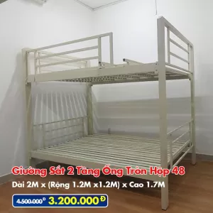 Giường Sắt Hai Tầng Hộp 48 Trên 1.2m Dưới 1.2m DAKITA Trắng