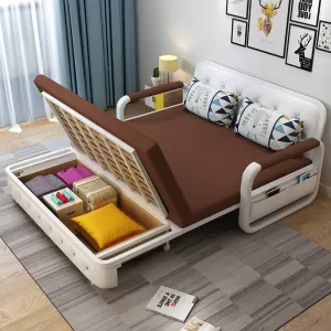 [ KHUNG THÉP DÀY – ĐỘC QUYỀN NỆM XƠ DỪA KHÔNG LÚN ] Ghế Sofa Giường DAKITA DKB Có hộc tủ – Nằm Thẳng Lưng