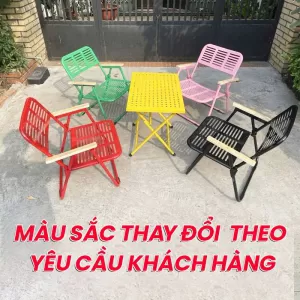 Ghế Sắt CNC Phối Tay Gỗ, Ghế Cafe, Ghế Dã Ngoại