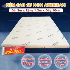 [Rộng 1.2m] Nệm Cao Su Non America - Độ Đàn Hồi Cao Không Xẹp Lún