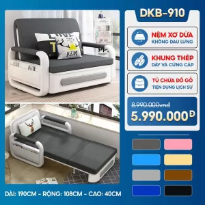 [Rộng 108cm] Sofa Giường DAKITA DKB - 910 Đầy Đủ Màu Sắc Có Hộc Tủ - Nệm Xơ Dừa Cao Cấp