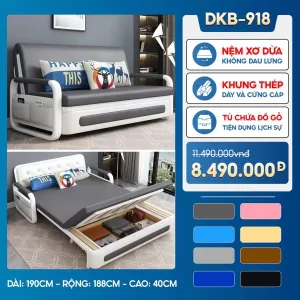 [Rộng 188cm] Sofa Giường DAKITA DKB - 918 Đầy Đủ Màu Sắc Có Hộc Tủ - Nệm Xơ Dừa Cao Cấp