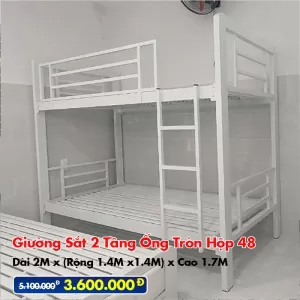 Giường Sắt Hai Tầng Hộp 48 Trên 1.4m Dưới 1.4m DAKITA Trắng