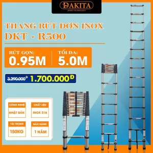 Thang Inox Rút Đơn DAKITA R-500 (5M) [ INOX CAO CẤP - TẢI TRỌNG 500KG]