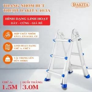 Thang Nhôm Rút Trượt Chữ A DAKITA DKT- 403A 