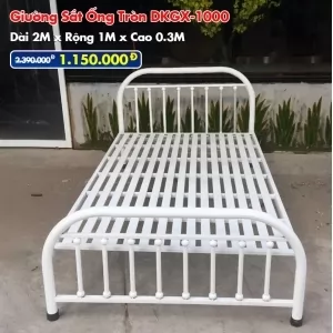 [Rộng 1m] Giường Sắt Ống Tròn DAKITA DKGX-1000 Trắng Kem