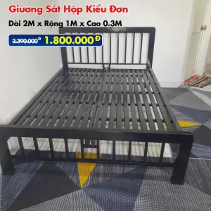 [Rộng 1m] Giường Sắt Hộp Kiểu Đơn Đen DAKITA