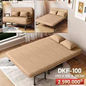 [Rộng 100cm] Giường Ngủ Thành Ghế DAKITA DKF-100 - Màu Nâu Kem