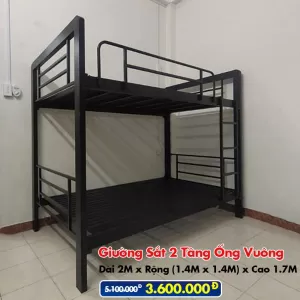 Giường Sắt Hai Tầng Hộp 48 Trên 1.4m Dưới 1.4m DAKITA Đen