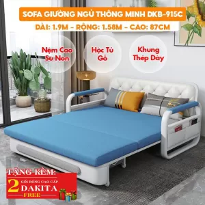 [Rộng 1.58m - Nệm Cao Su Non] Sofa Giường DAKITA DKB-915C - Êm Ái - Hộc Tủ Gỗ