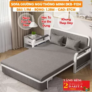 [Rộng 1.28m - Nệm Cao Su Non] Sofa Giường DAKITA Đa Năng DKB-912H - Hộc Tủ Gỗ