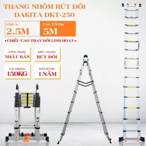 Thang rút đôi chữ A DAKITA DKT-250 [Chữ A: 2.5m Duỗi 5m]