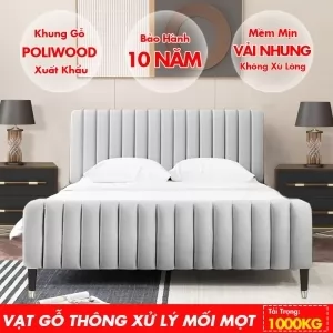 [Nhiều màu sắc] Giường Ngủ Hiện Đại Khung Gỗ Bọc Nệm Vải Nhung DKB-6001