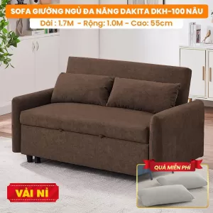 [Màu Nâu-Vải Nỉ] Sofa Giường Ngủ Đa Năng DAKTIA DKH-100-Xám Nâu- Tải Trọng 500KG