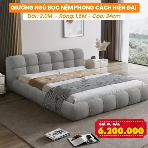 [Rộng 1.6m] Giường Ngủ Bọc Nệm DAKITA Phong Cách Hiện Đại