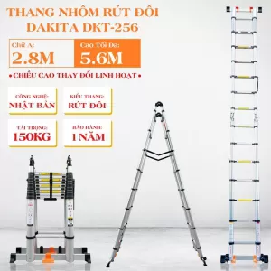 Thang rút đôi chữ A DAKITA DKT-256 [Chữ A: 2.8m Duỗi 5.6m]