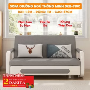 [Rộng 1m - Nệm Cao Su Non] Sofa Giường DAKITA DKB-910C - Êm Ái - Hộc Tủ Gỗ