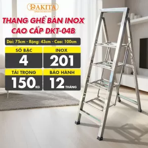 [4 Bậc – Khung Inox] THANG GHẾ BÀN INOX CAO CẤP DKT-04B