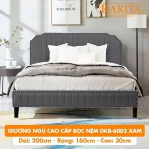 [Rộng 1.6m – Màu Xám] Giường Ngủ Cao Cấp Bọc Nệm DKB-6002 Xám - Vải Bố Thoáng Mát