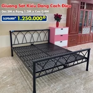 [Rộng 1.2M] Giường Sắt Kiểu Cách Điệu DAKITA Đen