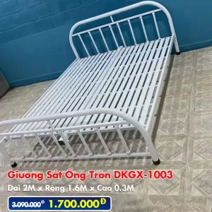 [Rộng 1.6m] Giường Sắt Ống Tròn DAKITA DKGX-1003 Trắng Kem