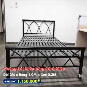 [Rộng 1M] Giường Sắt Kiểu Cách Điệu DAKITA Đen