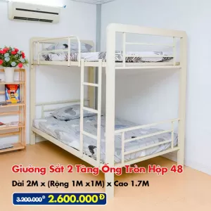 Giường Sắt Hai Tầng Hộp 48 Trên 1m Dưới 1m DAKITA Trắng