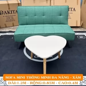 SOFA BED MINI VẢI NỈ MÀU NGỌC - RỘNG 1M DÀI 1M2 [HÀNG CAO CẤP- ĐỔI MỚI 90 NGÀY ]