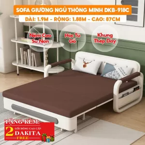 [Rộng 1.88m - Nệm Cao Su Non] Sofa Giường DAKITA DKB-918C - Êm Ái - Hộc Tủ Gỗ