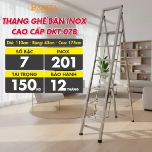 [7 Bậc – Khung Inox] THANG GHẾ BÀN INOX CAO CẤP DKT-07B
