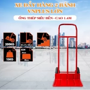 Xe Đẩy Hàng 2 Bánh Cao Su Đúc Cao 1m4 Tải 200kg