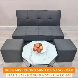 SOFA BED MINI MINI VẢI NỈ MÀU XÁM - RỘNG 1M DÀI 1M2 [HÀNG CAO CẤP- GIÁ TẠI KHO ]