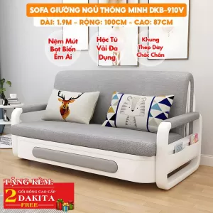 Sofa Giường DAKITA DKB-910V - Rộng 100cm - Nệm Xơ Dừa - Hộc Tủ Vải
