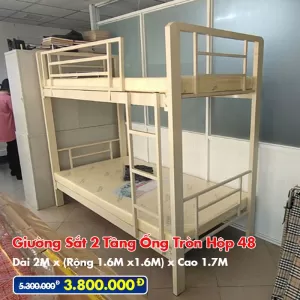 Giường Sắt Hai Tầng Hộp 48 Trên 1.6m Dưới 1.6m DAKITA Trắng