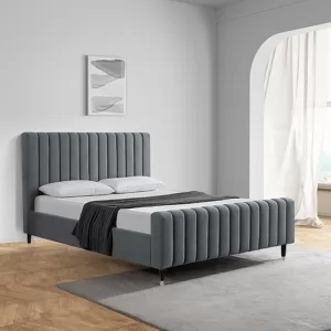 [Nhiều màu sắc] Giường Ngủ Hiện Đại Khung Gỗ Bọc Nệm Vải Nhung DKB-8001