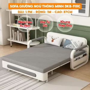 [Rộng 1m - Màu Xám ] Sofa Giường DAKITA DKB-910C - Êm Ái - Hộc Tủ Gỗ